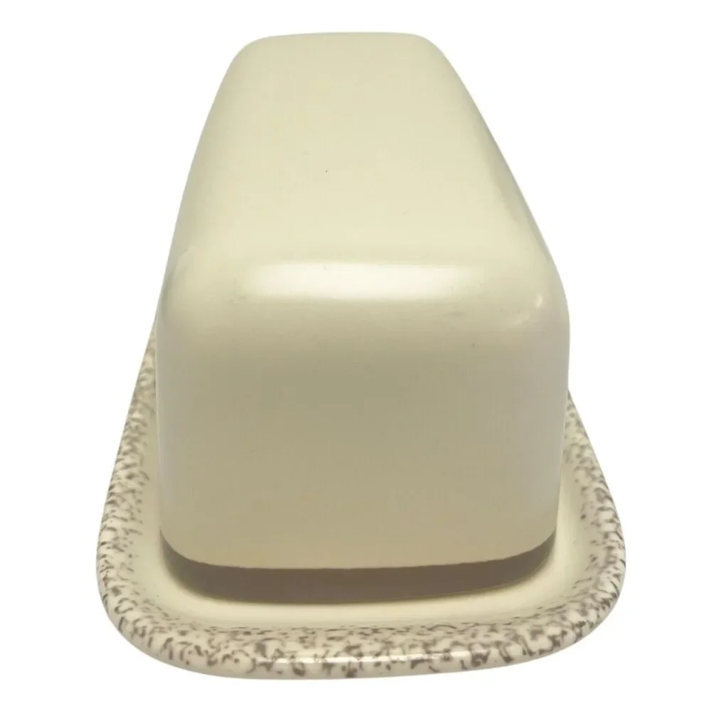 Vintage‎ Pfaltzgraff Butter Dish w/Lid Stoneware Speckled Beige Minimalistic